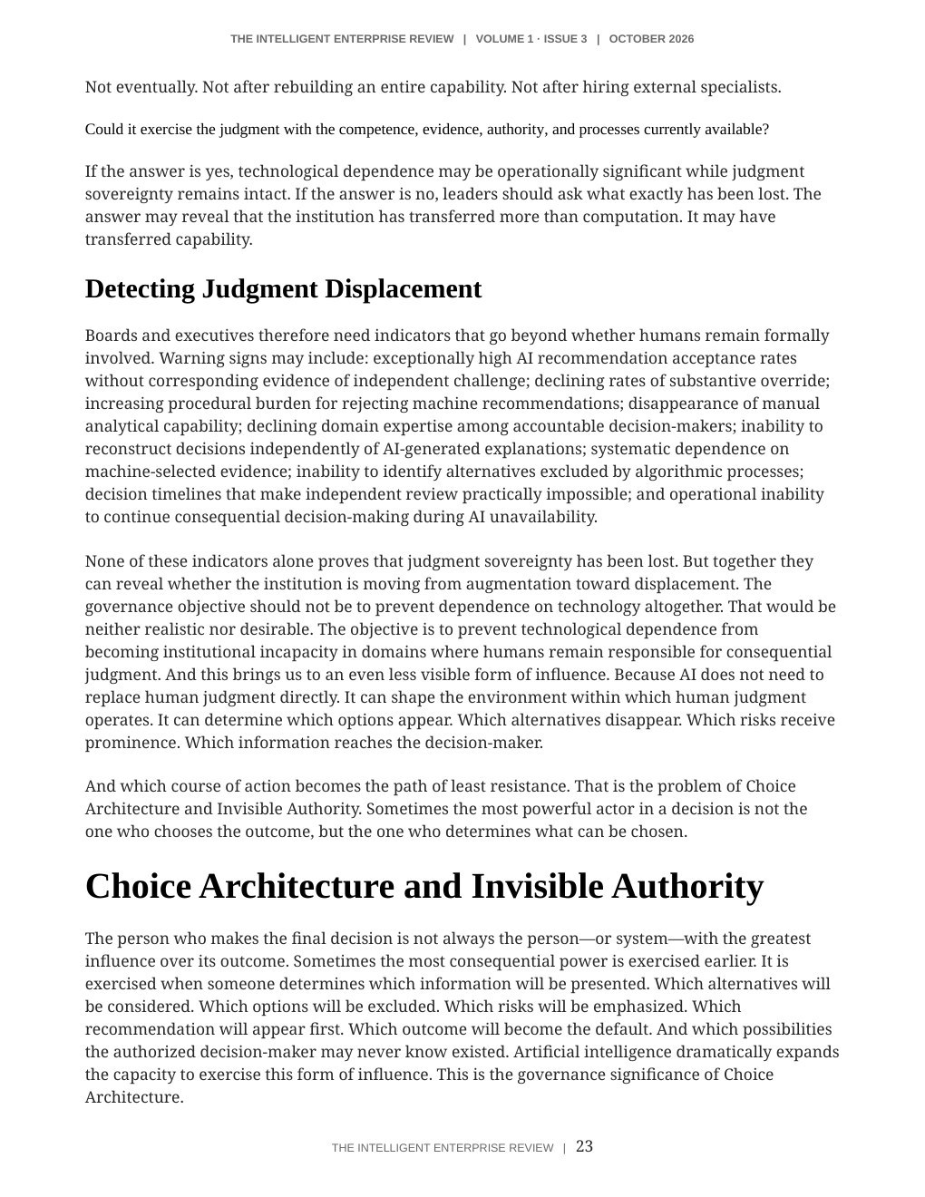 The Judgment Sovereignty Imperative — page 23