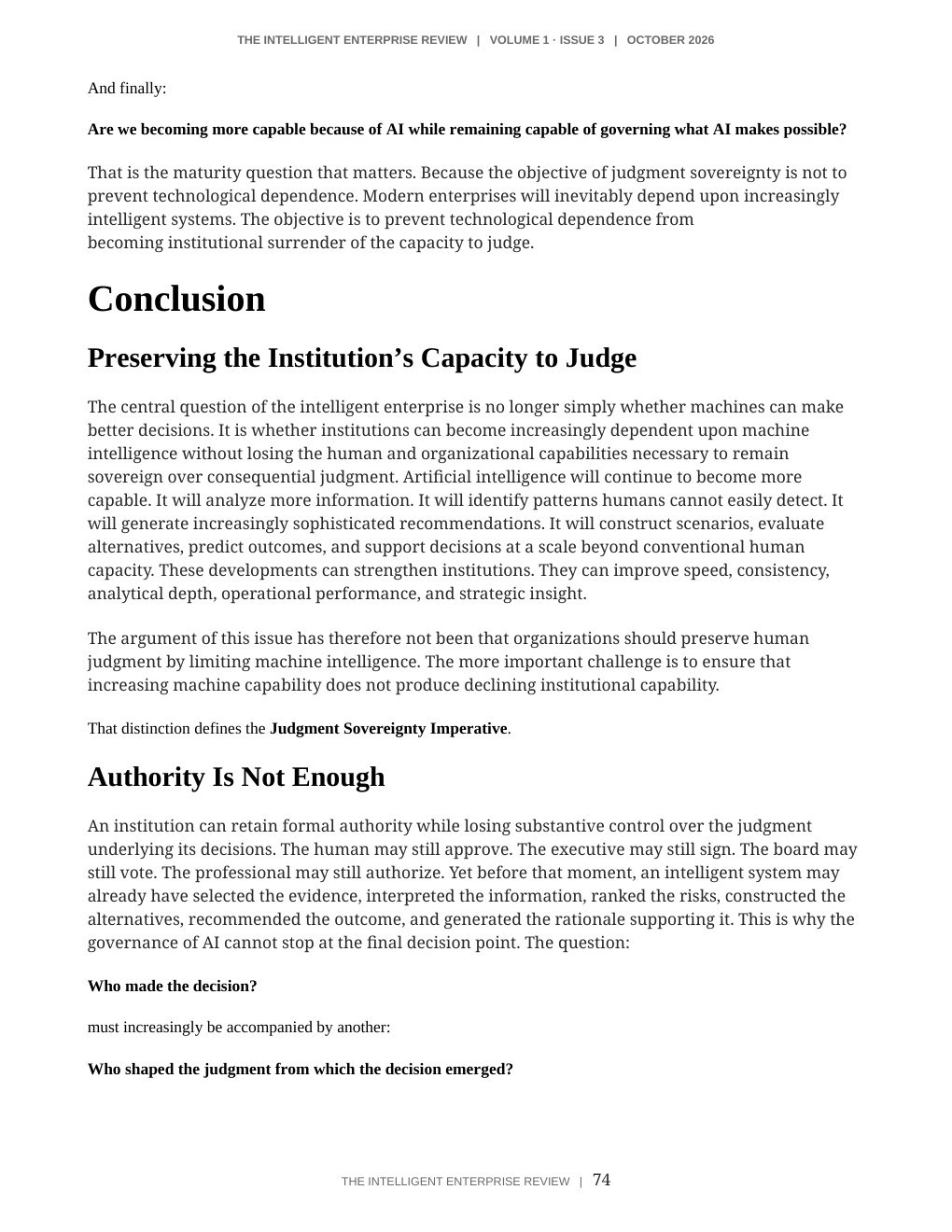 The Judgment Sovereignty Imperative — page 74